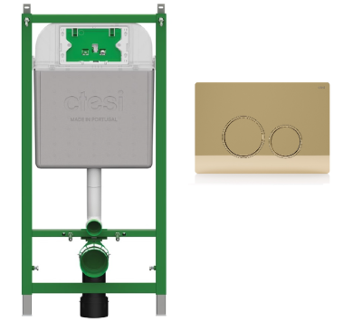 Инсталляция CTESI Solid для унитаза с клавишей CTESI Round (золото глянцевый)