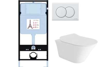 Комплект Jacob Delafon Vive E28079RU-00 кнопка глянцевая белая