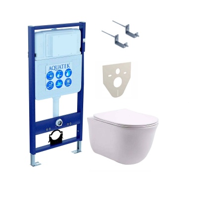 Комплект Aquatek Классик SET AQUATEK Классик-KKI безободковый, с микролифтом, белый