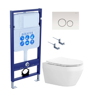 Комплект Aquatek Лея SET AQUATEK ЛЕЯ cm-016 4в1 кнопка хром глянцевый