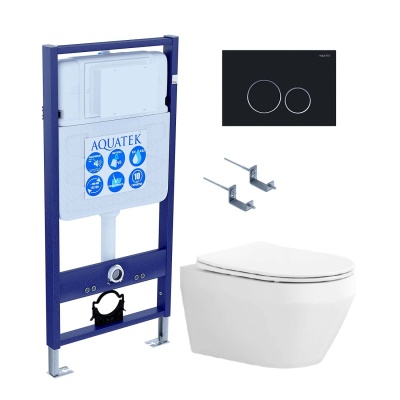 Комплект Aquatek Лея SET AQUATEK ЛЕЯ cm-020 4в1 кнопка черный матовый