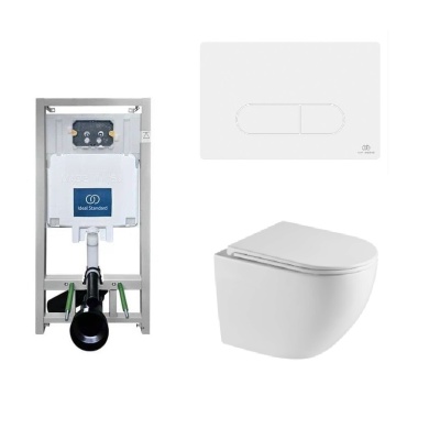 Инсталляция Ideal Standard ProSys Eco Frame 2.0 RU и Унитаз Grossman GR-4411SQ (520х360х375) безободковый, торнадо