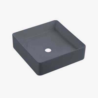 Накладная раковина SQUARE из бетона  39см темно серая