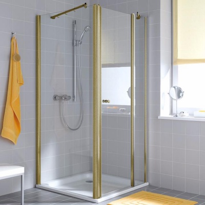 KERMI Atea Душевой угол 1200x900хH2000, HeliosGold, стекло прозрачное+Kermiclean