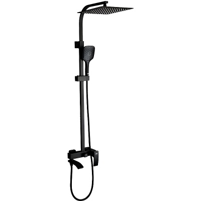 Душевая стойка со смесителем Gappo G07-6 G2407-6 с изливом, черный матовый
