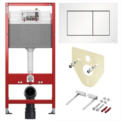 K447417 TECEbase BASE 2.0 Комплект инсталляции 4 в 1 с панелью смыва ТЕСЕnow, цвет белый матовый