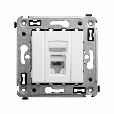 DKC Компьютерная розетка RJ-45 в стену, кат.5e одинарная, "Avanti", "Белое облако"